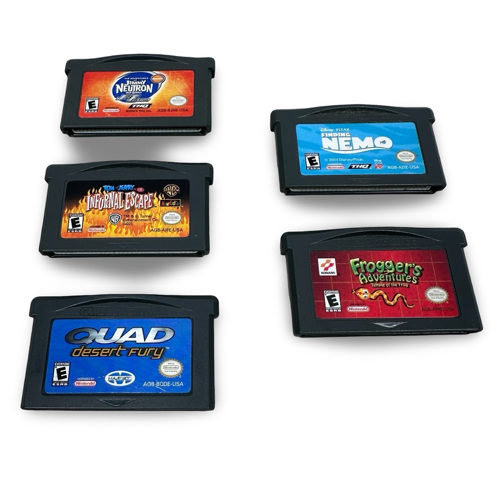 Nintendo Game Boy Advance GBA 5 Game Lot Finding Nemo Frogger Jimmy Neutron Quad